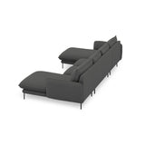 Vienna 6-Sitzer Panorama Sofa aus Strukturierter Stoff in Dunkelgrau (Positano 95), Beine in Schwarzes Metall, 350x170x95 cm von Cosmopolitan Design – Bild 6