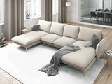 Vienna 6-Sitzer Panorama Sofa aus Strukturierter Stoff in Hellbeige (Positano 02), Beine in Goldmetall, 350x170x95 cm von Cosmopolitan Design – Bild 2