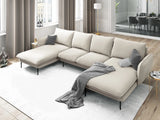 Vienna 6-Sitzer Panorama Sofa aus Strukturierter Stoff in Hellbeige (Positano 02), Beine in Schwarzes Metall, 350x170x95 cm von Cosmopolitan Design – Bild 2