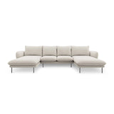 Vienna 6-Sitzer Panorama Sofa aus Strukturierter Stoff in Hellbeige (Positano 02), Beine in Schwarzes Metall, 350x170x95 cm von Cosmopolitan Design – Bild 4