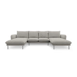 Vienna 6-Sitzer Panorama Sofa aus Strukturierter Stoff in Hellgrau (Asgard 27/ Positano 83), Beine in Schwarzes Metall, 350x170x95 cm von Cosmopolitan Design – Bild 4