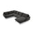 Vienna 7-Sitzer Panorama Ecksofa, Linke Seite, aus Samt in Dunkelgrau (Bluvel 18), Beine aus Schwarzes Metall, 330x235x95 cm von Cosmopolitan Design – Bild 1