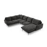 Vienna 7-Sitzer Panorama Ecksofa, Linke Seite, aus Samt in Dunkelgrau (Bluvel 18), Beine aus Schwarzes Metall, 330x235x95 cm von Cosmopolitan Design – Bild 1