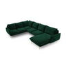 Vienna 7-Sitzer Panorama Ecksofa, Linke Seite, aus Samt in Flaschengrün (Bluvel 78), Beine aus Goldmetall, 330x235x95 cm von Cosmopolitan Design – Bild 1