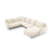 Vienna 7-Sitzer Panorama Ecksofa, Linke Seite, aus Samt in Hellbeige (Bluvel 22), Beine aus Schwarzes Metall, 330x235x95 cm von Cosmopolitan Design – Bild 1