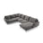 Vienna 7-Sitzer Panorama Ecksofa, Linke Seite, aus Samt in Hellgrau (Bluvel 13), Beine aus Schwarzes Metall, 330x235x95 cm von Cosmopolitan Design – Bild 1