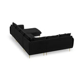 Vienna 7-Sitzer Panorama Ecksofa, Linke Seite, aus Samt in Schwarz (Bluvel 19), Beine aus Goldmetall, 330x235x95 cm von Cosmopolitan Design – Bild 5