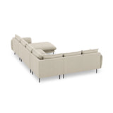 Vienna 7-Sitzer Panorama Ecksofa, Linke Seite, aus Strukturierter Stoff in Beige (Positano 8), Beine aus Schwarzes Metall, 330x235x95 cm von Cosmopolitan Design – Bild 6