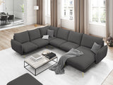 Vienna 7-Sitzer Panorama Ecksofa, Linke Seite, aus Strukturierter Stoff in Dunkelgrau (Positano 95), Beine aus Goldmetall, 330x235x95 cm von Cosmopolitan Design – Bild 2