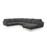 Vienna 7-Sitzer Panorama Ecksofa, Linke Seite, aus Strukturierter Stoff in Dunkelgrau (Positano 95), Beine aus Goldmetall, 330x235x95 cm von Cosmopolitan Design – Bild 5