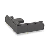 Vienna 7-Sitzer Panorama Ecksofa, Linke Seite, aus Strukturierter Stoff in Dunkelgrau (Positano 95), Beine aus Goldmetall, 330x235x95 cm von Cosmopolitan Design – Bild 6
