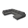 Vienna 7-Sitzer Panorama Ecksofa, Linke Seite, aus Strukturierter Stoff in Dunkelgrau (Positano 95), Beine aus Schwarzes Metall, 330x235x95 cm von Cosmopolitan Design – Bild 1