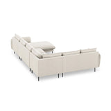 Vienna 7-Sitzer Panorama Ecksofa, Linke Seite, aus Strukturierter Stoff in Hellbeige (Positano 02), Beine aus Schwarzes Metall, 330x235x95 cm von Cosmopolitan Design – Bild 6