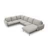 Vienna 7-Sitzer Panorama Ecksofa, Linke Seite, aus Strukturierter Stoff in Hellgrau (Asgard 27/ Positano 83), Beine aus Schwarzes Metall, 330x235x95 cm von Cosmopolitan Design – Bild 1