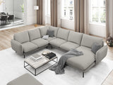 Vienna 7-Sitzer Panorama Ecksofa, Linke Seite, aus Strukturierter Stoff in Hellgrau (Asgard 27/ Positano 83), Beine aus Schwarzes Metall, 330x235x95 cm von Cosmopolitan Design – Bild 2