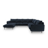 Vienna 7-Sitzer Panorama Ecksofa, Rechte Seite, aus Samt in Dunkelblau (Bluvel 89), Beine aus Schwarzes Metall, 330x235x95 cm von Cosmopolitan Design – Bild 3