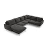Vienna 7-Sitzer Panorama Ecksofa, Rechte Seite, aus Samt in Dunkelgrau (Bluvel 18), Beine aus Schwarzes Metall, 330x235x95 cm von Cosmopolitan Design – Bild 1