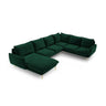 Vienna 7-Sitzer Panorama Ecksofa, Rechte Seite, aus Samt in Flaschengrün (Bluvel 78), Beine aus Goldmetall, 330x235x95 cm von Cosmopolitan Design – Bild 1