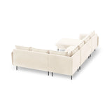 Vienna 7-Sitzer Panorama Ecksofa, Rechte Seite, aus Samt in Hellbeige (Bluvel 22), Beine aus Schwarzes Metall, 330x235x95 cm von Cosmopolitan Design – Bild 5