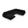 Vienna 7-Sitzer Panorama Ecksofa, Rechte Seite, aus Samt in Schwarz (Bluvel 19), Beine aus Goldmetall, 330x235x95 cm von Cosmopolitan Design – Bild 1
