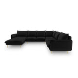 Vienna 7-Sitzer Panorama Ecksofa, Rechte Seite, aus Samt in Schwarz (Bluvel 19), Beine aus Goldmetall, 330x235x95 cm von Cosmopolitan Design – Bild 3
