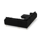 Vienna 7-Sitzer Panorama Ecksofa, Rechte Seite, aus Samt in Schwarz (Bluvel 19), Beine aus Goldmetall, 330x235x95 cm von Cosmopolitan Design – Bild 5