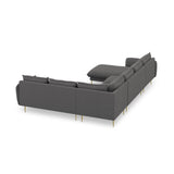 Vienna 7-Sitzer Panorama Ecksofa, Rechte Seite, aus Strukturierter Stoff in Dunkelgrau (Positano 95), Beine aus Goldmetall, 330x235x95 cm von Cosmopolitan Design – Bild 6