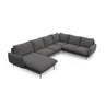 Vienna 7-Sitzer Panorama Ecksofa, Rechte Seite, aus Strukturierter Stoff in Dunkelgrau (Positano 95), Beine aus Schwarzes Metall, 330x235x95 cm von Cosmopolitan Design – Bild 1