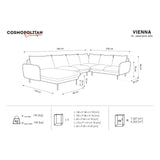 Vienna 7-Sitzer Panorama Ecksofa, Rechte Seite, aus Strukturierter Stoff in Hellbeige (Positano 02), Beine aus Schwarzes Metall, 330x235x95 cm von Cosmopolitan Design – Bild 3
