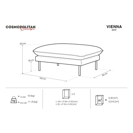 Vienna Pouf aus Samt in Flaschengrün (Bluvel 78), 93x73x43 cm von Cosmopolitan Design – Bild 2