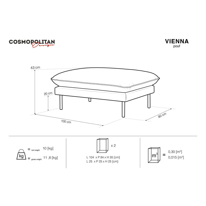 Vienna Pouf aus Samt in Hellblau (Bluvel 06), 93x73x43 cm von Cosmopolitan Design – Bild 2