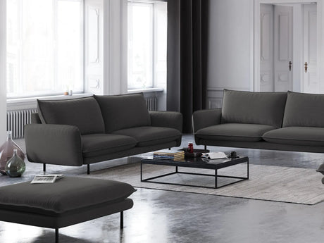 Vienna Pouf aus Strukturierter Stoff in Dunkelgrau (Positano 95), 93x73x43 cm von Cosmopolitan Design – Bild 2