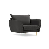 Vienna Sessel aus Samt in Dunkelgrau (Bluvel 18), 97x94x95 cm von Cosmopolitan Design – Bild 1