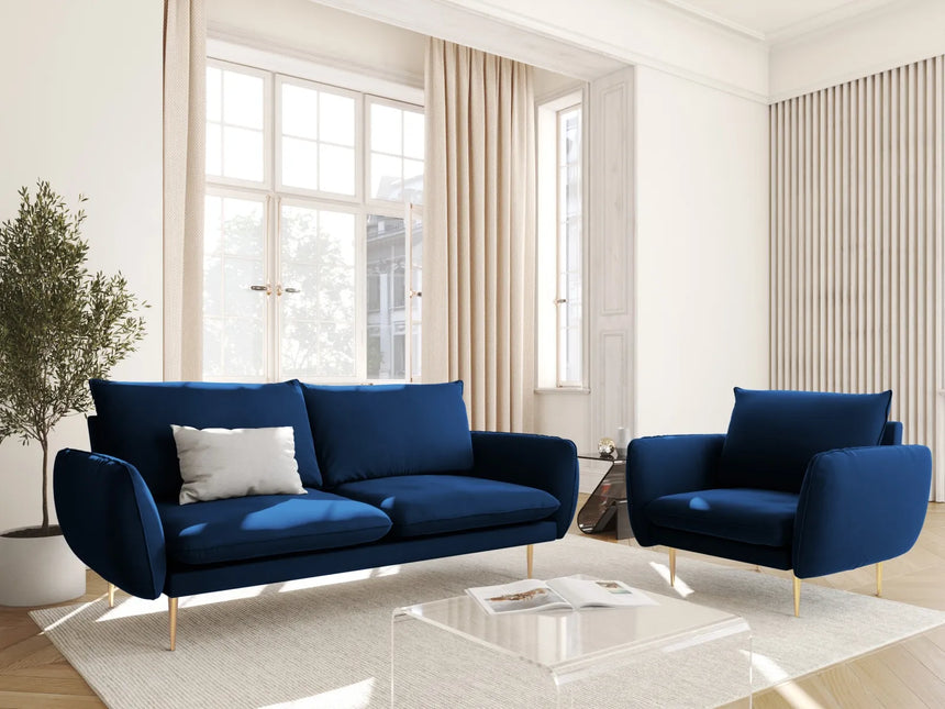 Vienna Sessel aus Samt in Königsblau (Bluvel 86), 97x94x95 cm von Cosmopolitan Design – Bild 2