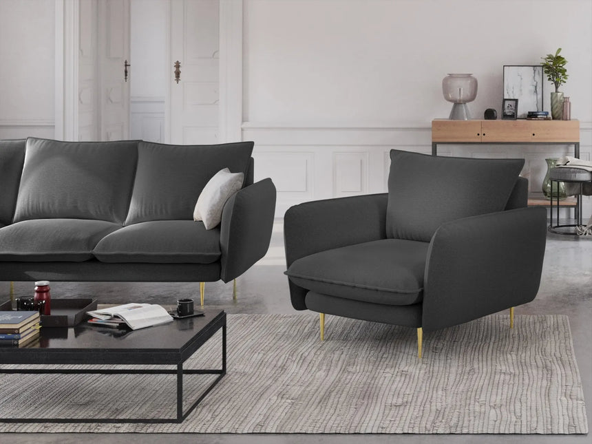 Vienna Sessel aus Strukturierter Stoff in Dunkelgrau (Positano 95), 97x94x95 cm von Cosmopolitan Design – Bild 2
