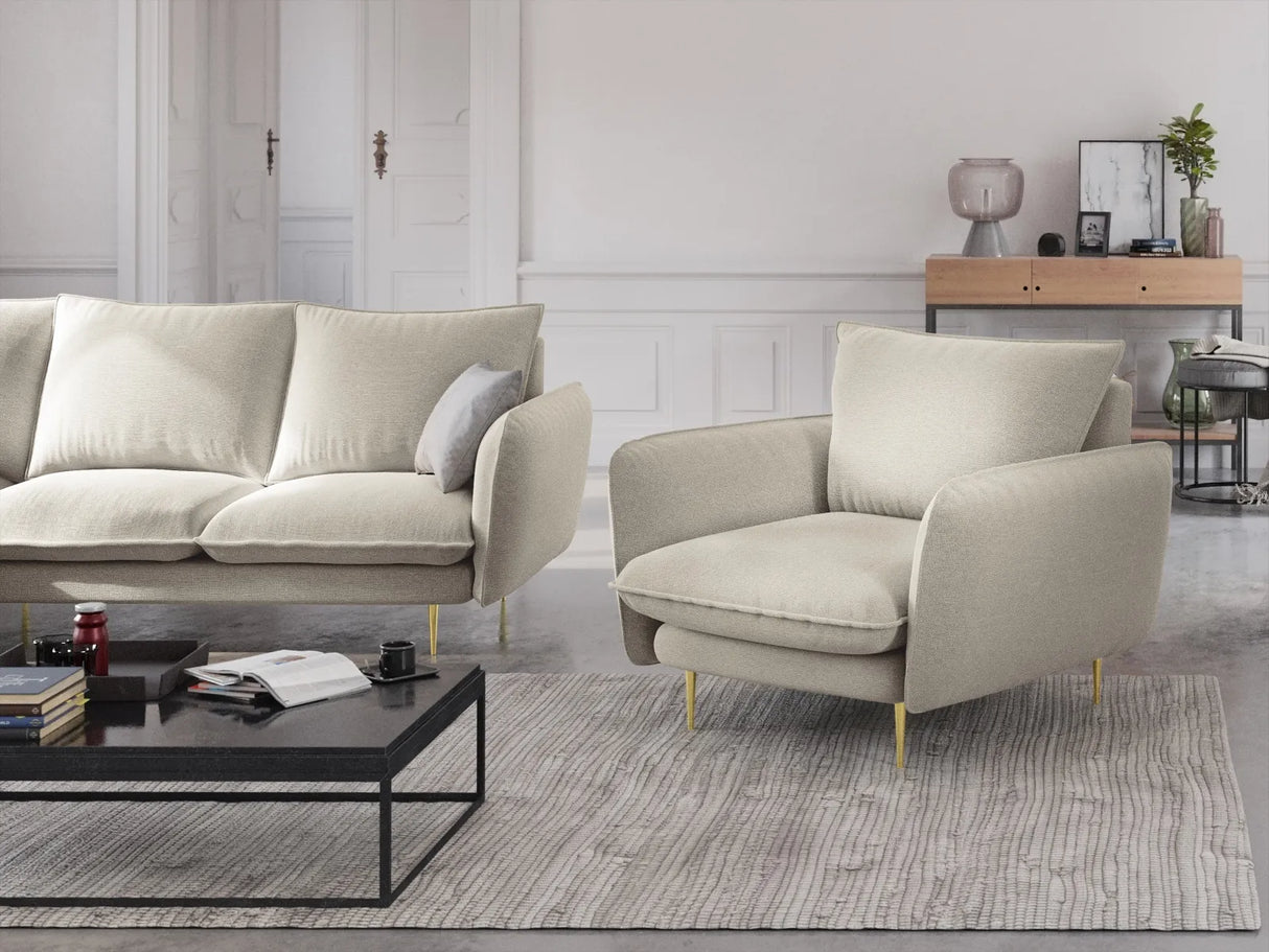 Vienna Sessel aus Strukturierter Stoff in Hellbeige (Positano 02), 97x94x95 cm von Cosmopolitan Design – Bild 2