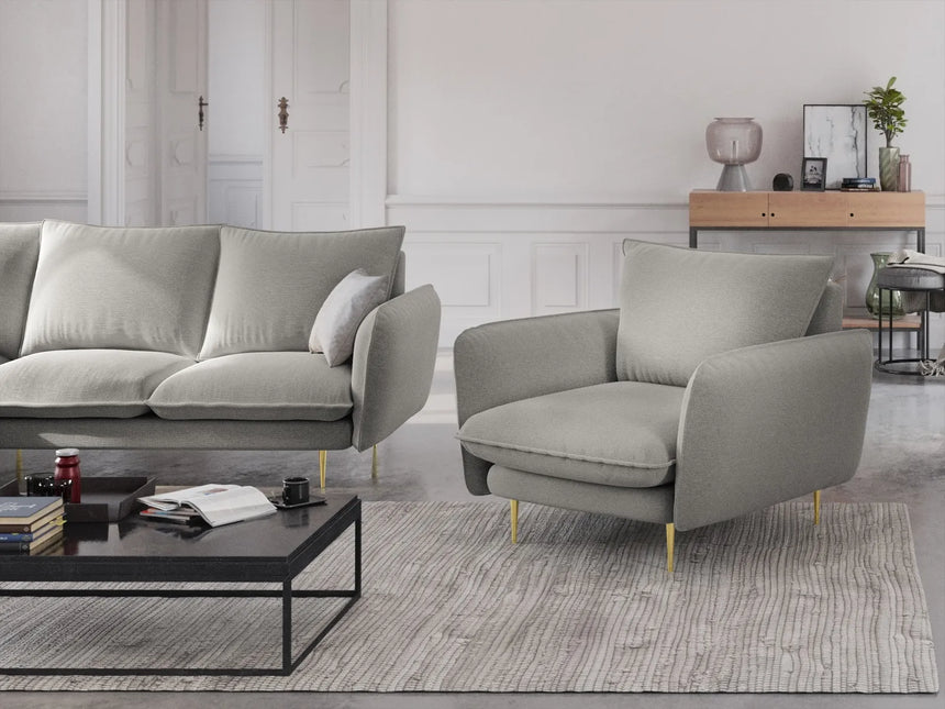 Vienna Sessel aus Strukturierter Stoff in Hellgrau (Asgard 27/ Positano 83), 97x94x95 cm von Cosmopolitan Design – Bild 2