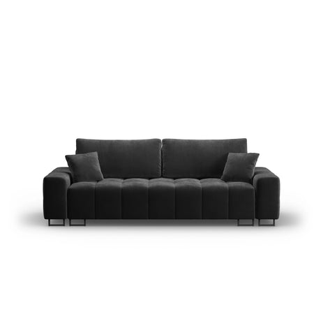 Wicklow 3-Sitzer Sofa mit Schlaffunktion und Stauraum, aus Samt in Dunkelgrau (Monolith 97), 250x105x90 cm von Cosmopolitan Design – Bild 1