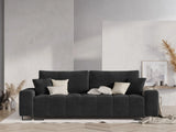 Wicklow 3-Sitzer Sofa mit Schlaffunktion und Stauraum, aus Samt in Dunkelgrau (Monolith 97), 250x105x90 cm von Cosmopolitan Design – Bild 2