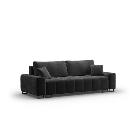 Wicklow 3-Sitzer Sofa mit Schlaffunktion und Stauraum, aus Samt in Dunkelgrau (Monolith 97), 250x105x90 cm von Cosmopolitan Design – Bild 3