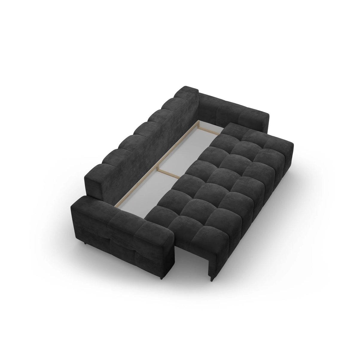 Wicklow 3-Sitzer Sofa mit Schlaffunktion und Stauraum, aus Samt in Dunkelgrau (Monolith 97), 250x105x90 cm von Cosmopolitan Design – Bild 4