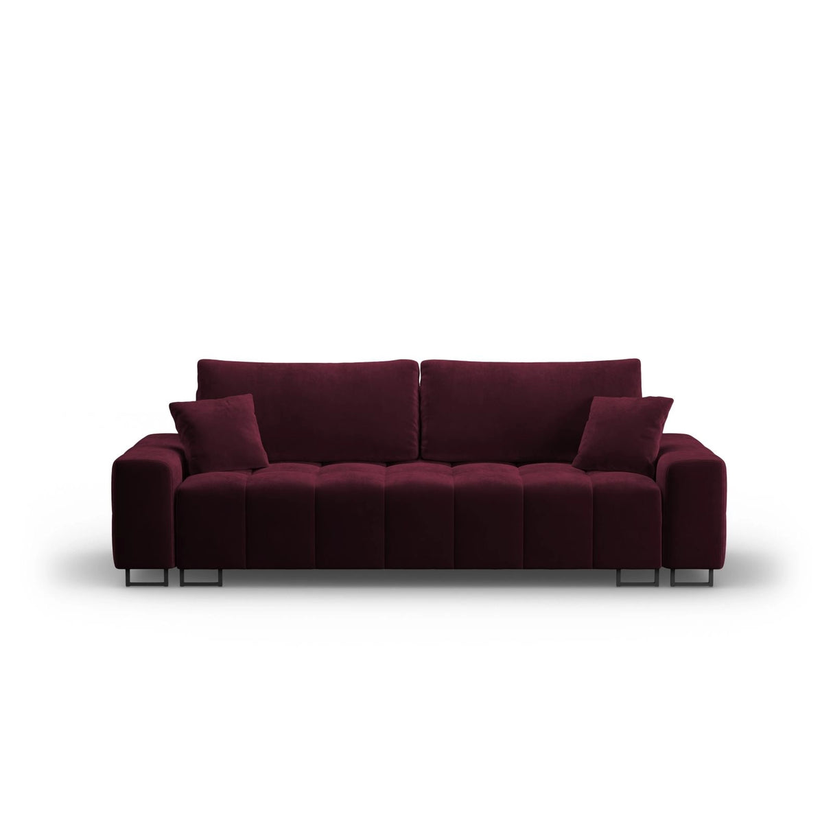 Wicklow 3-Sitzer Sofa mit Schlaffunktion und Stauraum, aus Samt in Dunkelrot (Monolith 69), 250x105x90 cm von Cosmopolitan Design – Bild 1
