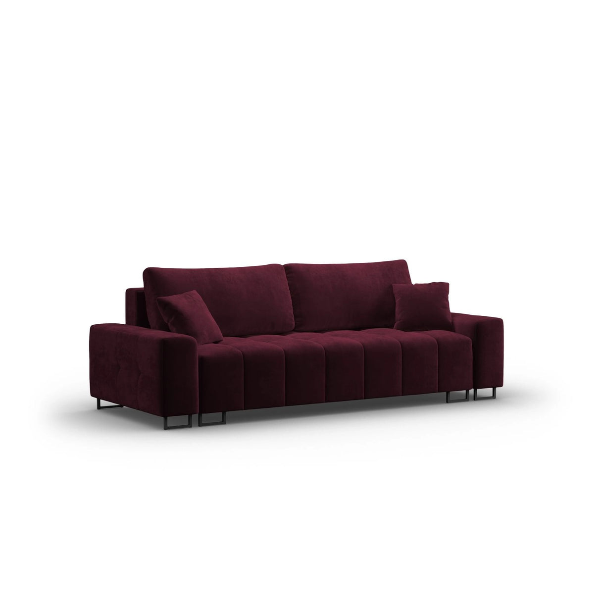 Wicklow 3-Sitzer Sofa mit Schlaffunktion und Stauraum, aus Samt in Dunkelrot (Monolith 69), 250x105x90 cm von Cosmopolitan Design – Bild 3