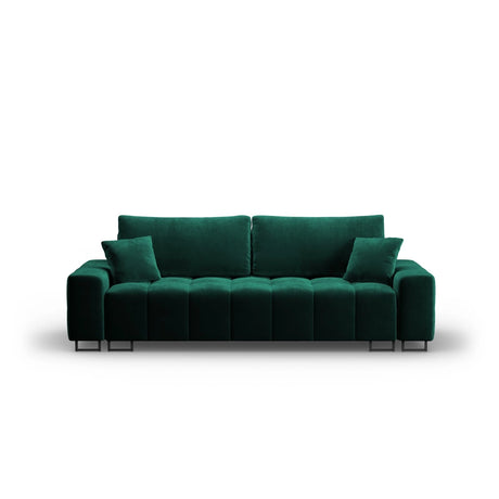 Wicklow 3-Sitzer Sofa mit Schlaffunktion und Stauraum, aus Samt in Flaschengrün (Monolith 37), 250x105x90 cm von Cosmopolitan Design – Bild 1
