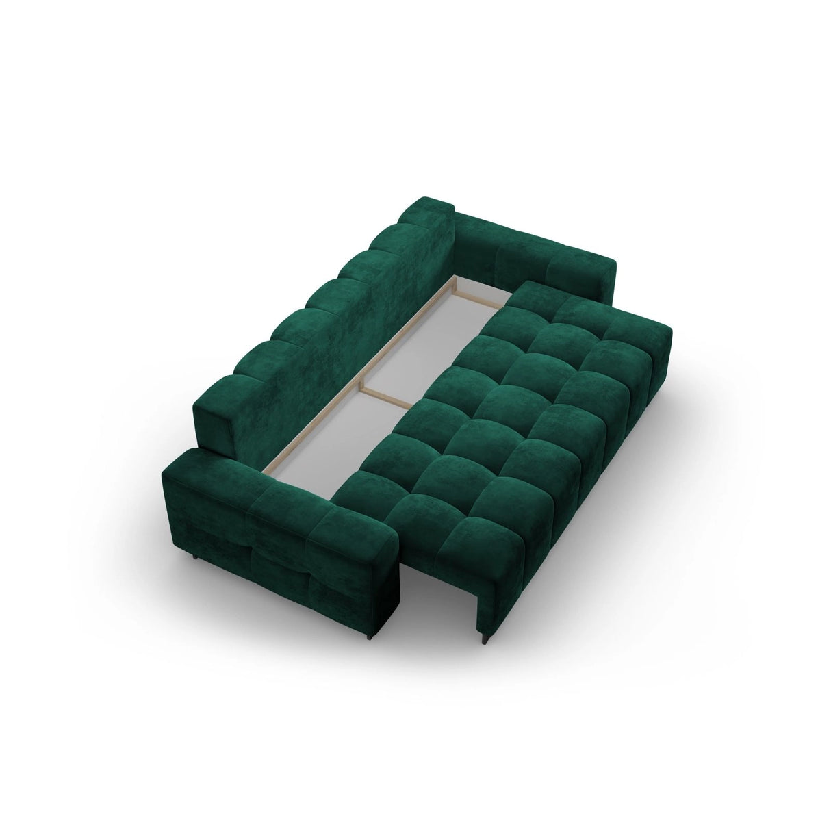 Wicklow 3-Sitzer Sofa mit Schlaffunktion und Stauraum, aus Samt in Flaschengrün (Monolith 37), 250x105x90 cm von Cosmopolitan Design – Bild 4