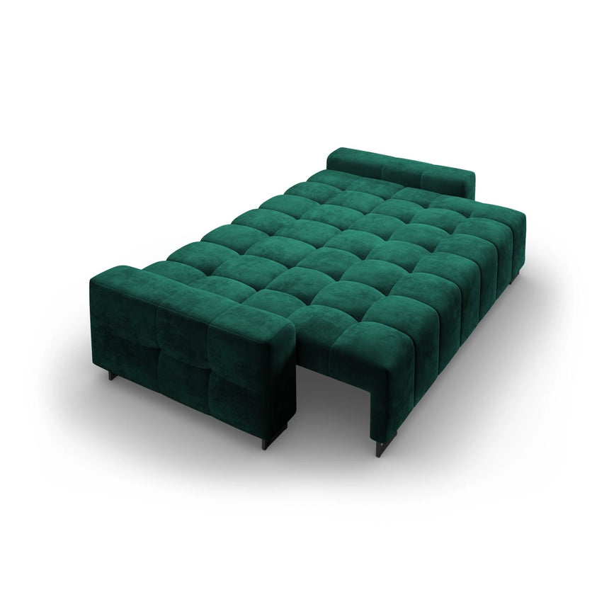 Wicklow 3-Sitzer Sofa mit Schlaffunktion und Stauraum, aus Samt in Flaschengrün (Monolith 37), 250x105x90 cm von Cosmopolitan Design – Bild 5
