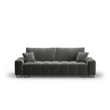 Wicklow 3-Sitzer Sofa mit Schlaffunktion und Stauraum, aus Samt in Grau (Monolith 92), 250x105x90 cm von Cosmopolitan Design – Bild 1