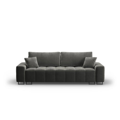 Wicklow 3-Sitzer Sofa mit Schlaffunktion und Stauraum, aus Samt in Grau (Monolith 92), 250x105x90 cm von Cosmopolitan Design – Bild 1