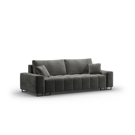 Wicklow 3-Sitzer Sofa mit Schlaffunktion und Stauraum, aus Samt in Grau (Monolith 92), 250x105x90 cm von Cosmopolitan Design – Bild 3