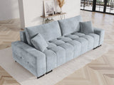 Wicklow 3-Sitzer Sofa mit Schlaffunktion und Stauraum, aus Samt in Hellblau (Monolith 70), 250x105x90 cm von Cosmopolitan Design – Bild 2